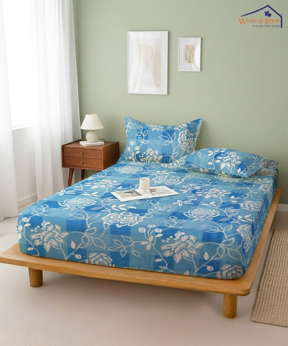 Indigo Garden Bedsheet With Pillow Covers