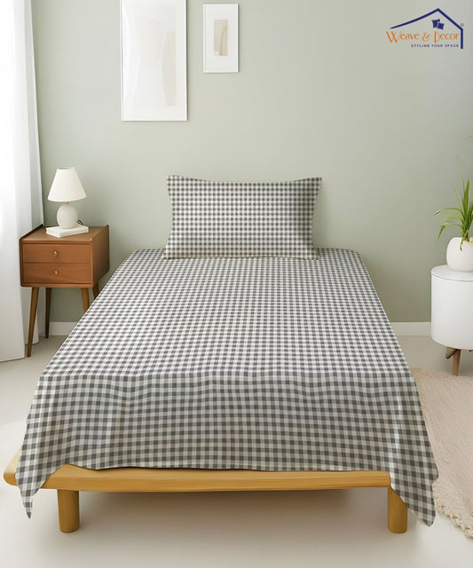 Sage Gingham Bedsheet With Pillow Covers