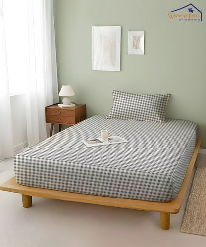 Sage Gingham Bedsheet With Pillow Covers