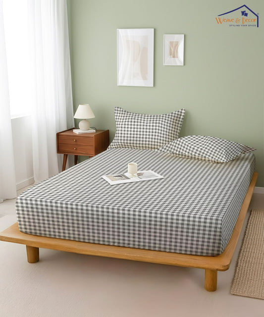 Sage Gingham Bedsheet With Pillow Covers