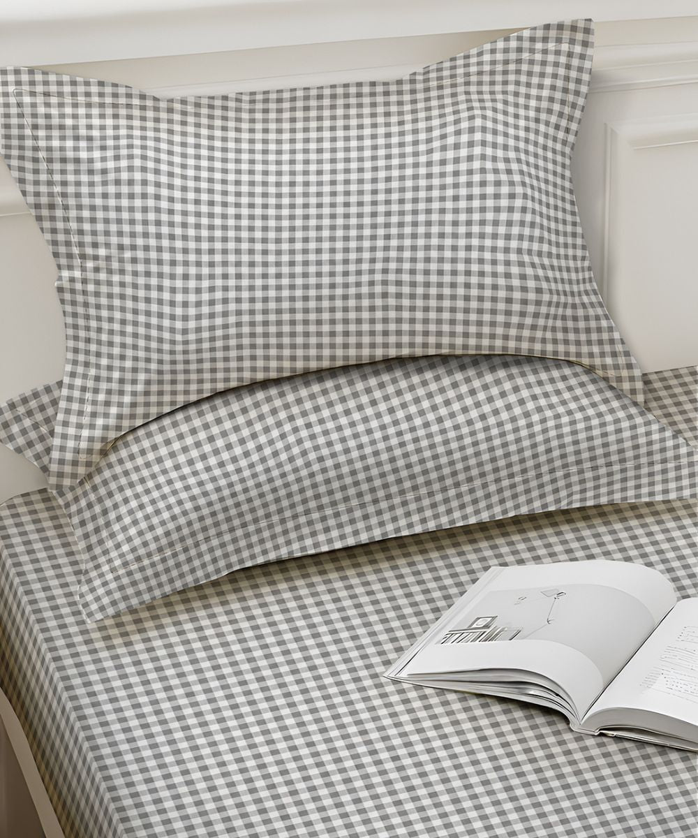 Sage Gingham Bedsheet With Pillow Covers