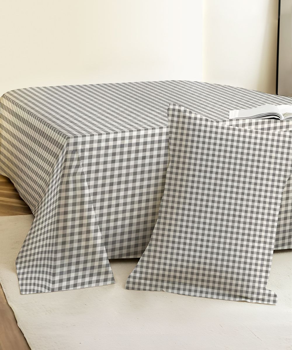 Sage Gingham Bedsheet With Pillow Covers
