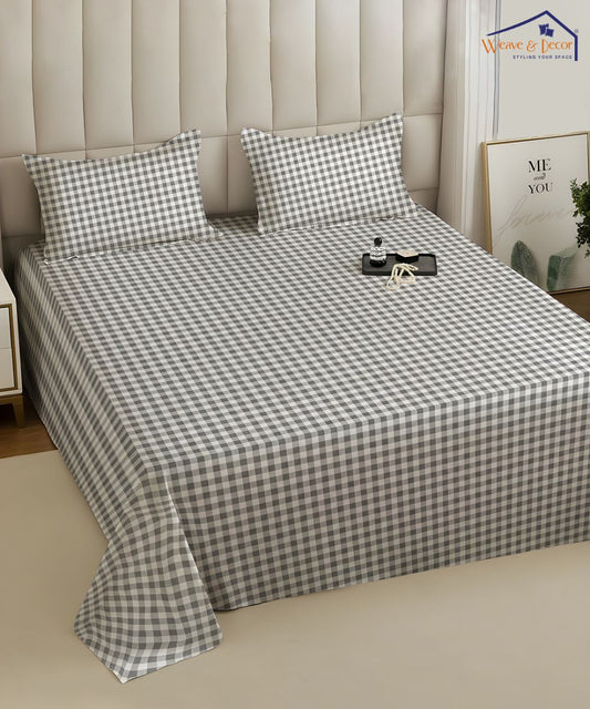 Sage Gingham Bedsheet With Pillow Covers