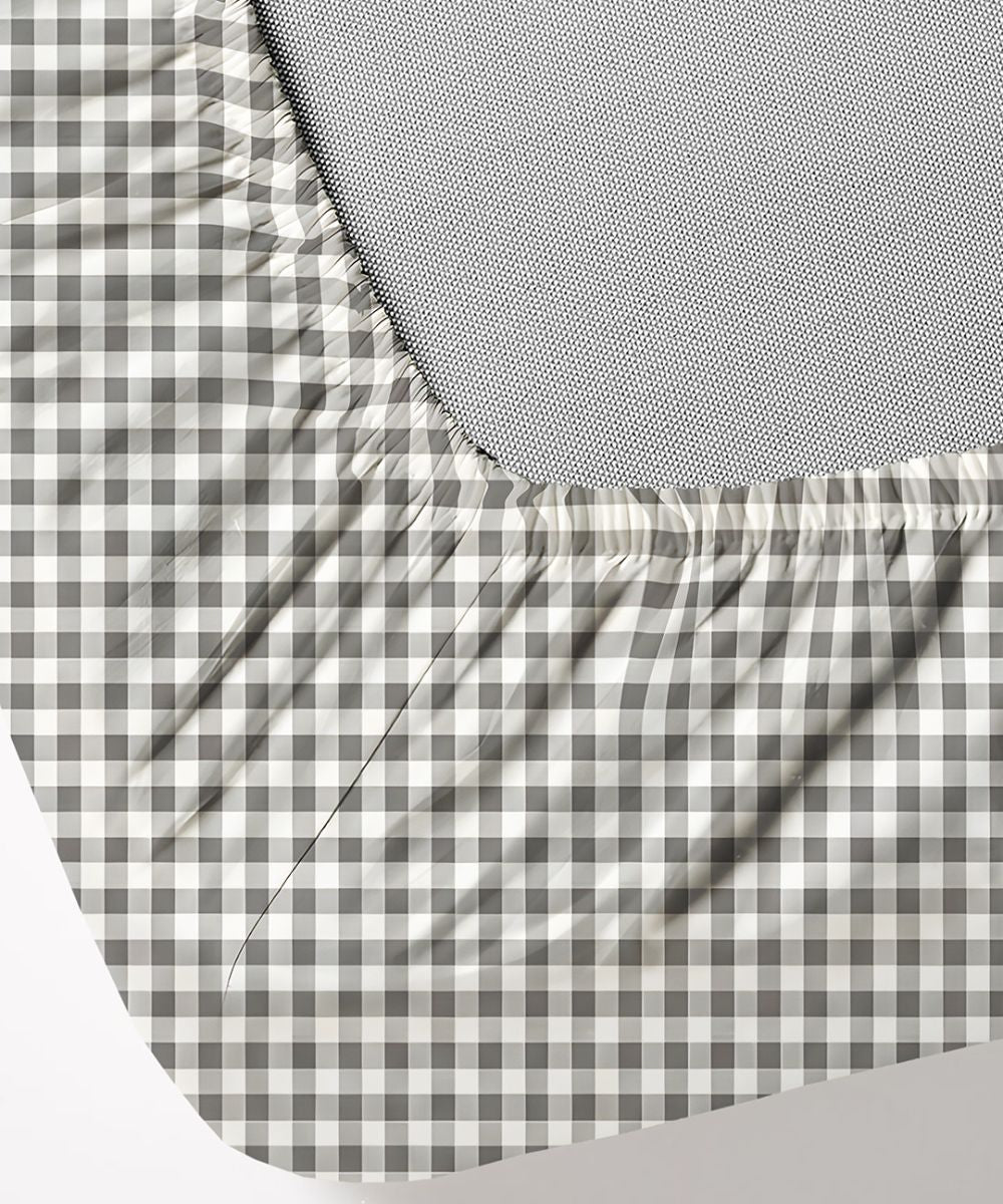 Sage Gingham Bedsheet With Pillow Covers