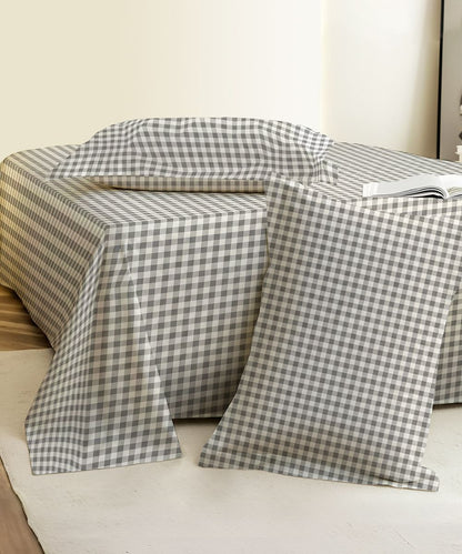 Sage Gingham Bedsheet With Pillow Covers