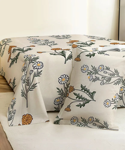 Pretty Floral Fitted Bedsheet With Pillow Cover