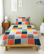 Multicolor Checks Flat Bedsheet With Pillow Cover