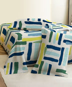 Multi Color Flat Double Bedsheet with 2 Pillow Covers