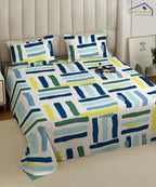 Multi Color Flat Double Bedsheet with 2 Pillow Covers