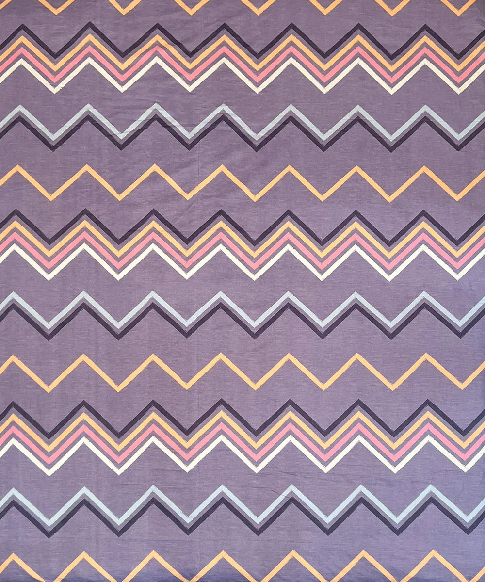 Purple Zigzag King Size Bedsheet With 2 Pillow Covers