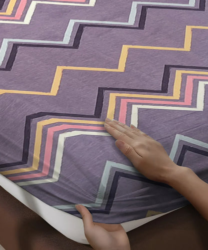 Purple Zigzag King Size Bedsheet With 2 Pillow Covers