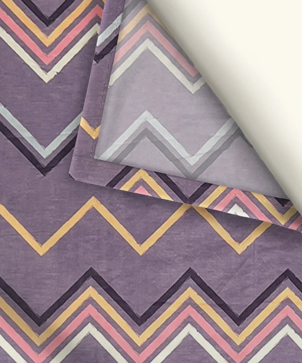Purple Zigzag King Size Bedsheet With 2 Pillow Covers