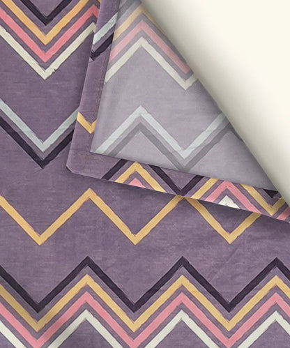 Purple Zigzag King Size Bedsheet With 2 Pillow Covers