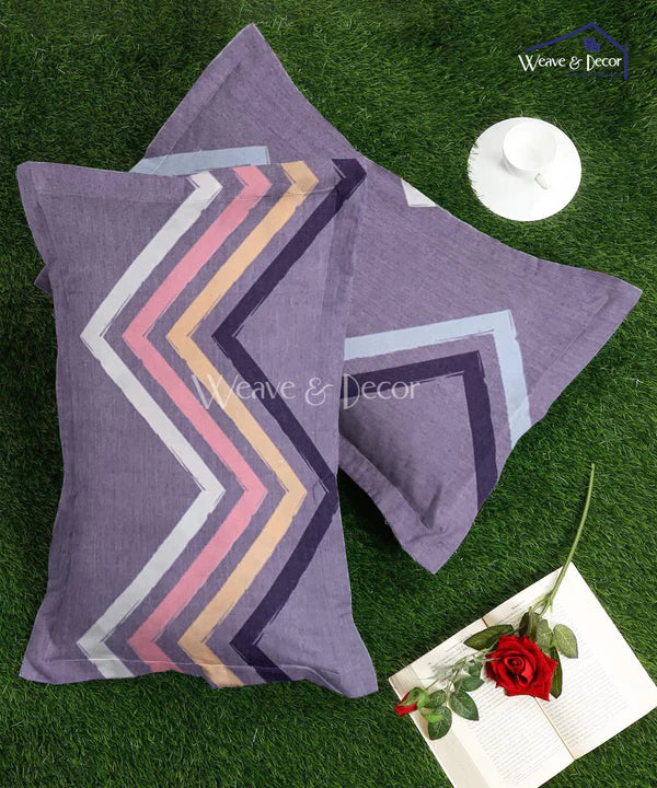 Purple Zigzag King Size Bedsheet With 2 Pillow Covers