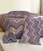 Purple Zigzag King Size Bedsheet With 2 Pillow Covers