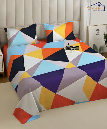 Multicolor Flat Bedsheet With Pillow Covers