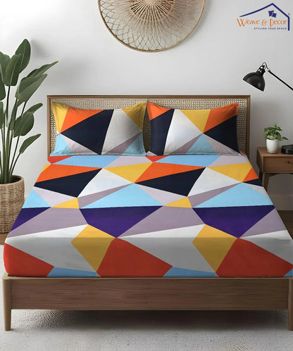 Multicolor Flat Bedsheet With Pillow Covers