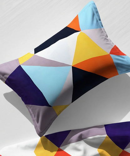 Multicolor Super King Fitted Bedsheet With 2 Pillow Covers