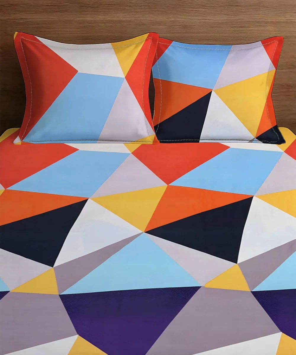Multicolor Flat Bedsheet With Pillow Covers