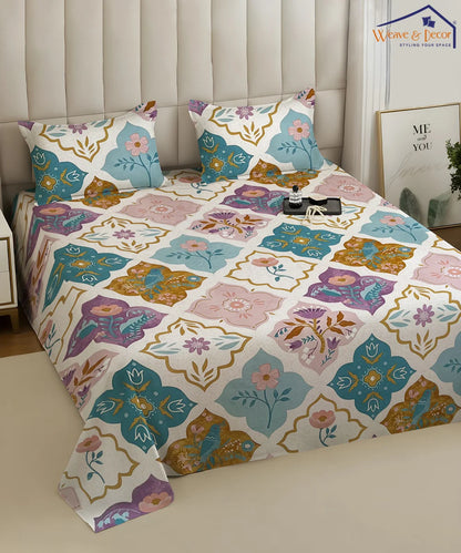 Pretty Floral King Size Bedsheet With 2 Pillow Cover
