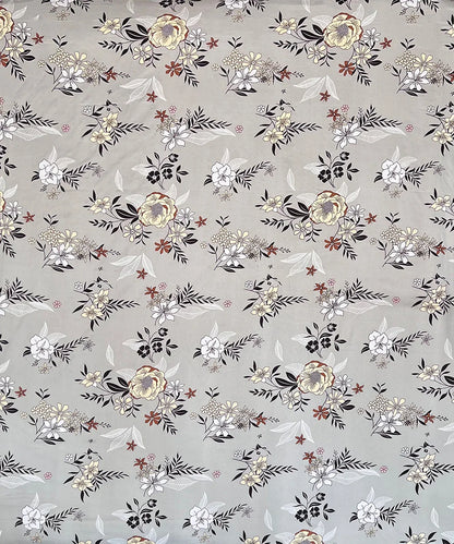 Grey Floral King Size Bedsheet With 2 Pillow Cover