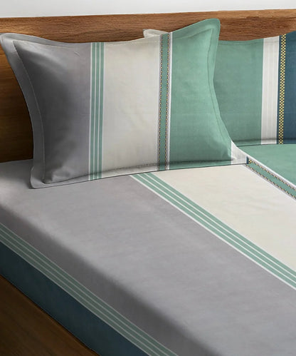 Lines Super King Fitted Bedsheet With 2 Pillow Covers