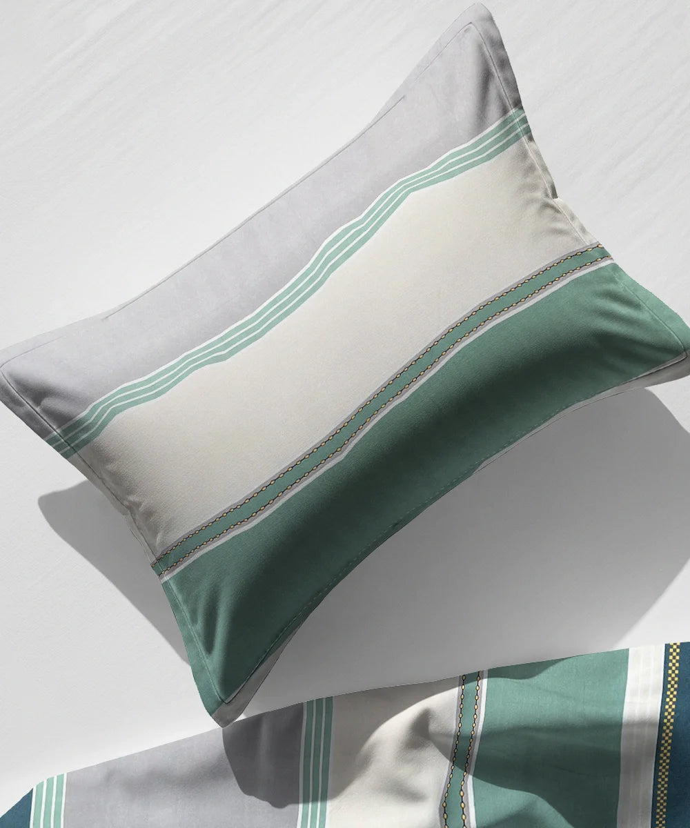 Green Lines Single Bedsheet With 1 Pillow Cover