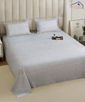 Light Grey Geometric Flat Double Bedsheet With 2 Pillow Covers
