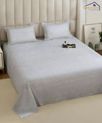 Light Grey Geometric Flat Double Bedsheet With 2 Pillow Covers