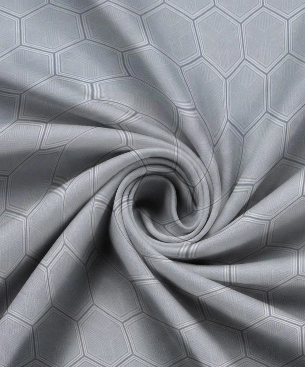 Light Grey Geometric Flat Double Bedsheet With 2 Pillow Covers