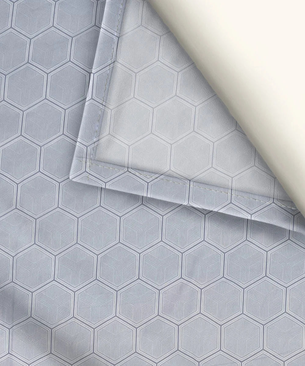 Light Grey Geometric Flat Double Bedsheet With 2 Pillow Covers
