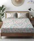 Off-White Floral Flat Double Bedsheet With 2 Pillow Covers