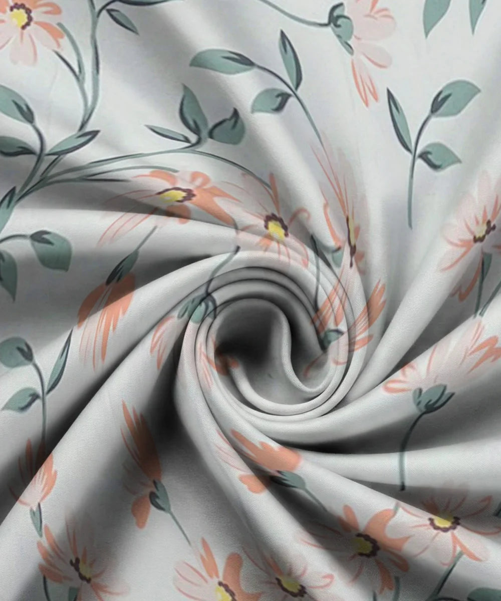 Off-White Floral Flat Double Bedsheet With 2 Pillow Covers