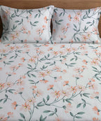 Off-White Floral Flat Double Bedsheet With 2 Pillow Covers