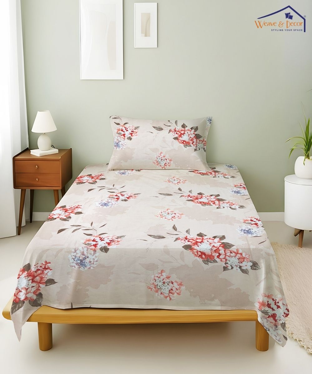 Blossom Dew Dreams Flat Double Bedsheet With 2 Pillow Covers