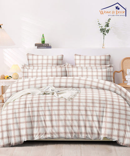 Red Checks Queen Fitted Bedsheet With 2 Pillow Covers