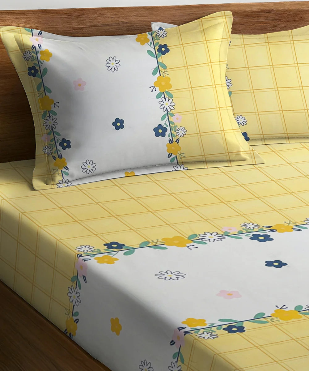 Flower in Sun Single Bedsheet With 1 Pillow Cover