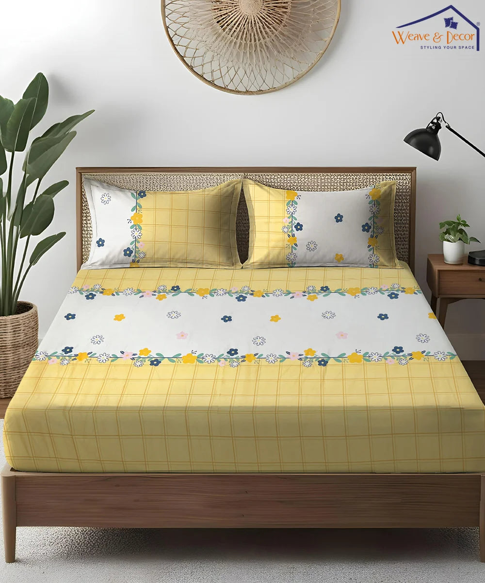Flower in Sun Single Bedsheet With 1 Pillow Cover