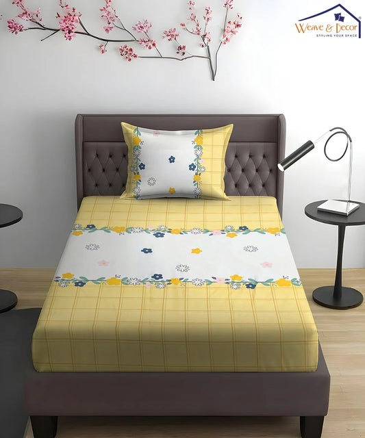 Flower in Sun Single Bedsheet With 1 Pillow Cover