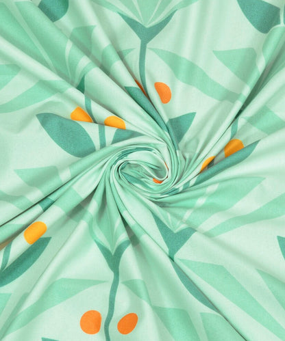 Green Floral Bedsheet With Pillow Cover