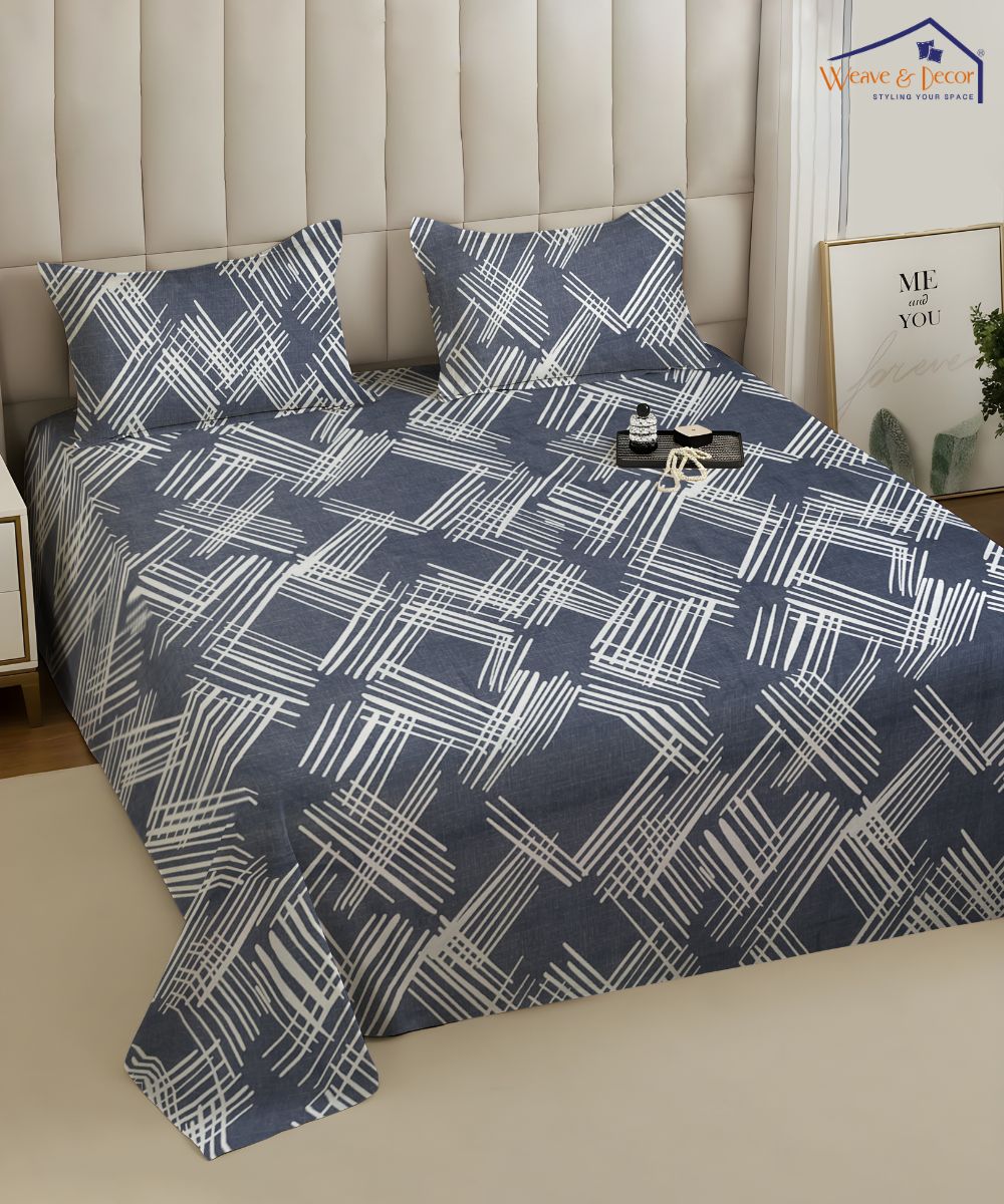 Lines Flat Double Bedsheet With 2 Pillow Cover