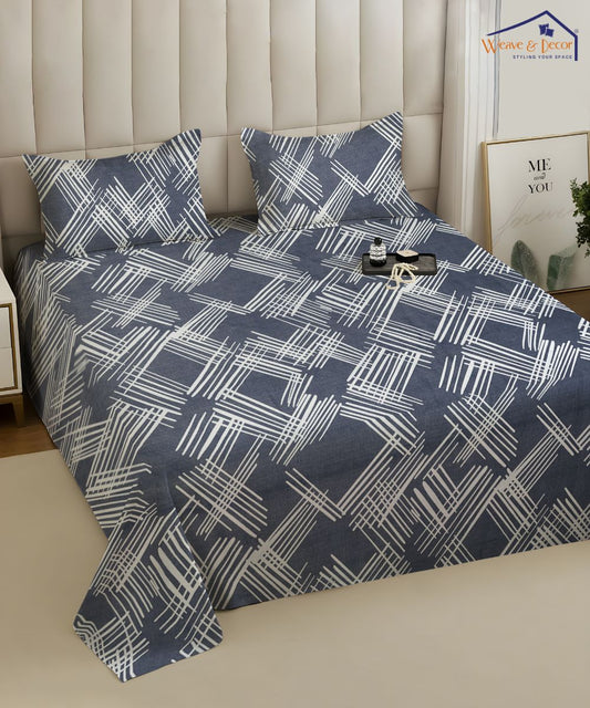 Lines Flat Double Bedsheet With 2 Pillow Cover
