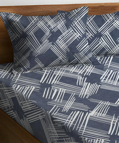 Lines Flat Double Bedsheet With 2 Pillow Cover