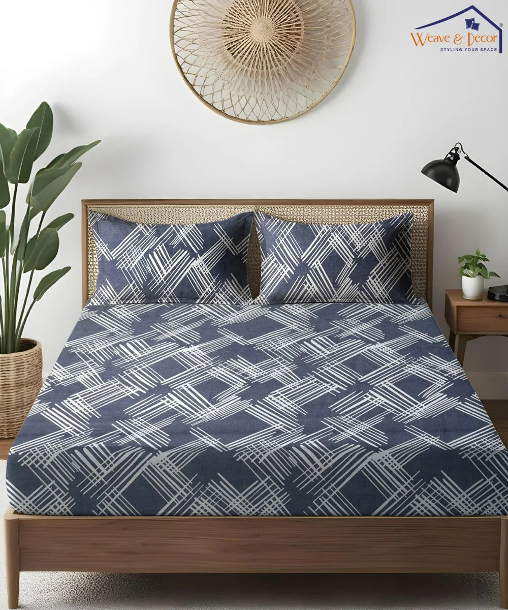 Lines Flat Double Bedsheet With 2 Pillow Cover
