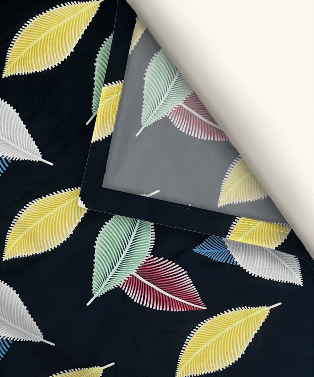 Blue Leaves Flat Double Bedsheet With 2 Pillow Cover