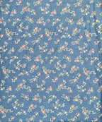 Blue Floral Flat Double Bedsheet With 2 Pillow Cover