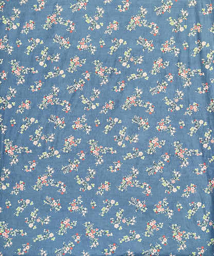 Blue Floral Flat Double Bedsheet With 2 Pillow Cover