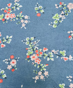 Blue Floral Flat Double Bedsheet With 2 Pillow Cover