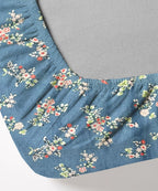Blue Floral Flat Double Bedsheet With 2 Pillow Cover