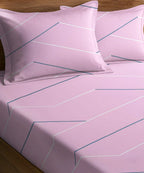 Pink Lines King Size Bedsheet With 2 Pillow Covers